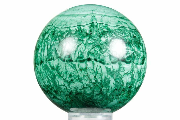 Flowery Polished Malachite Sphere - DR Congo #348894
